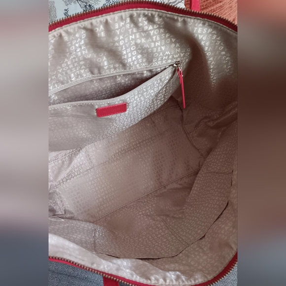 Large Kate Spade Red Patent Leather Textured Tote with Twilly - Picture 5 of 10